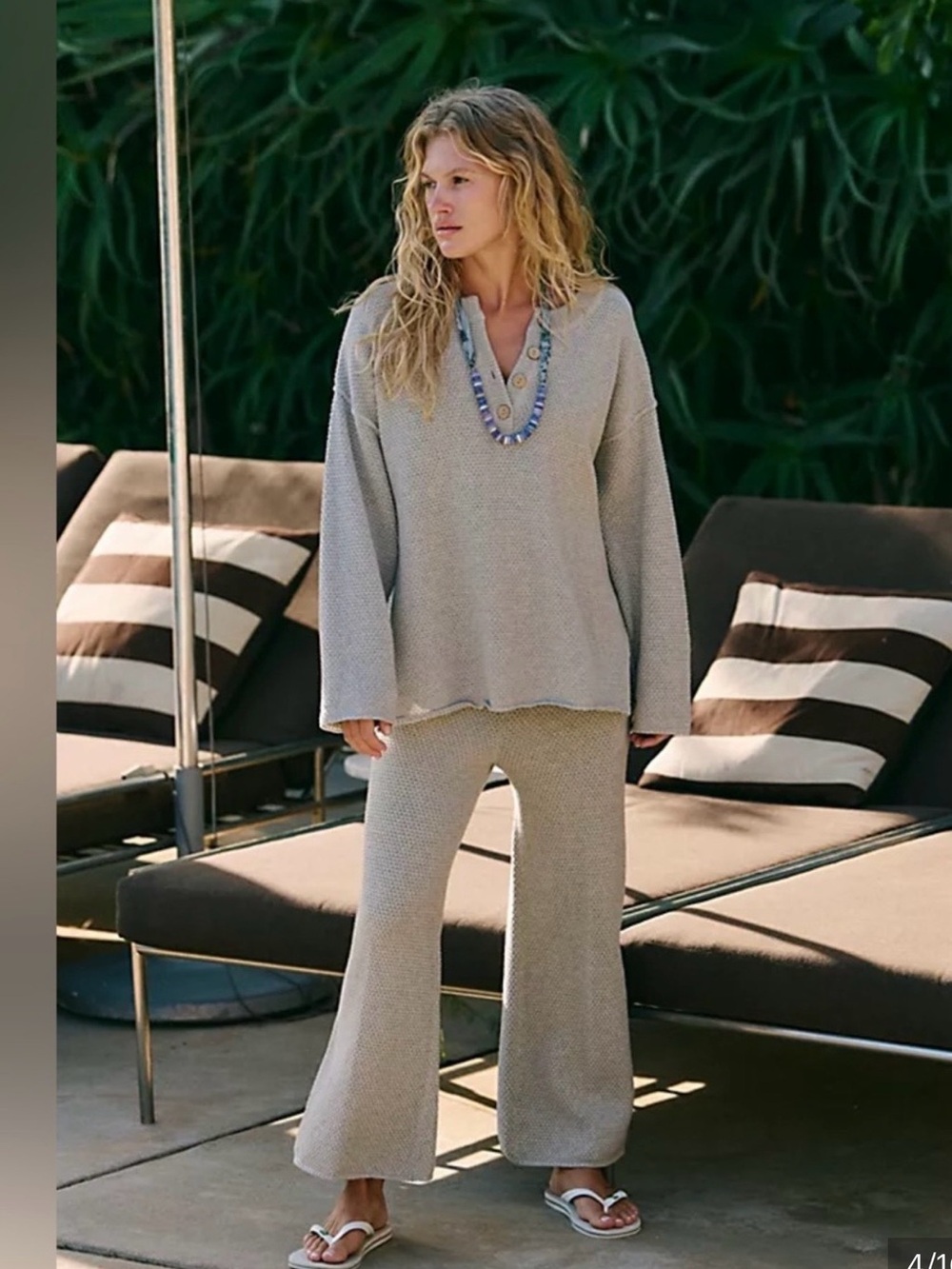 Free People Hailey Two- Piece Sweater Set Light Heather Gray NWT